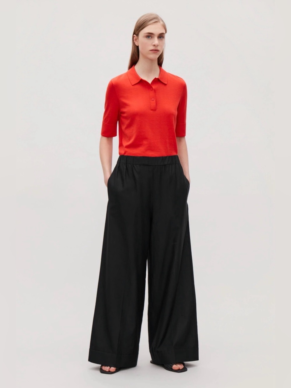 COS Silk/Cotton Wide Leg Trousers Sz 4